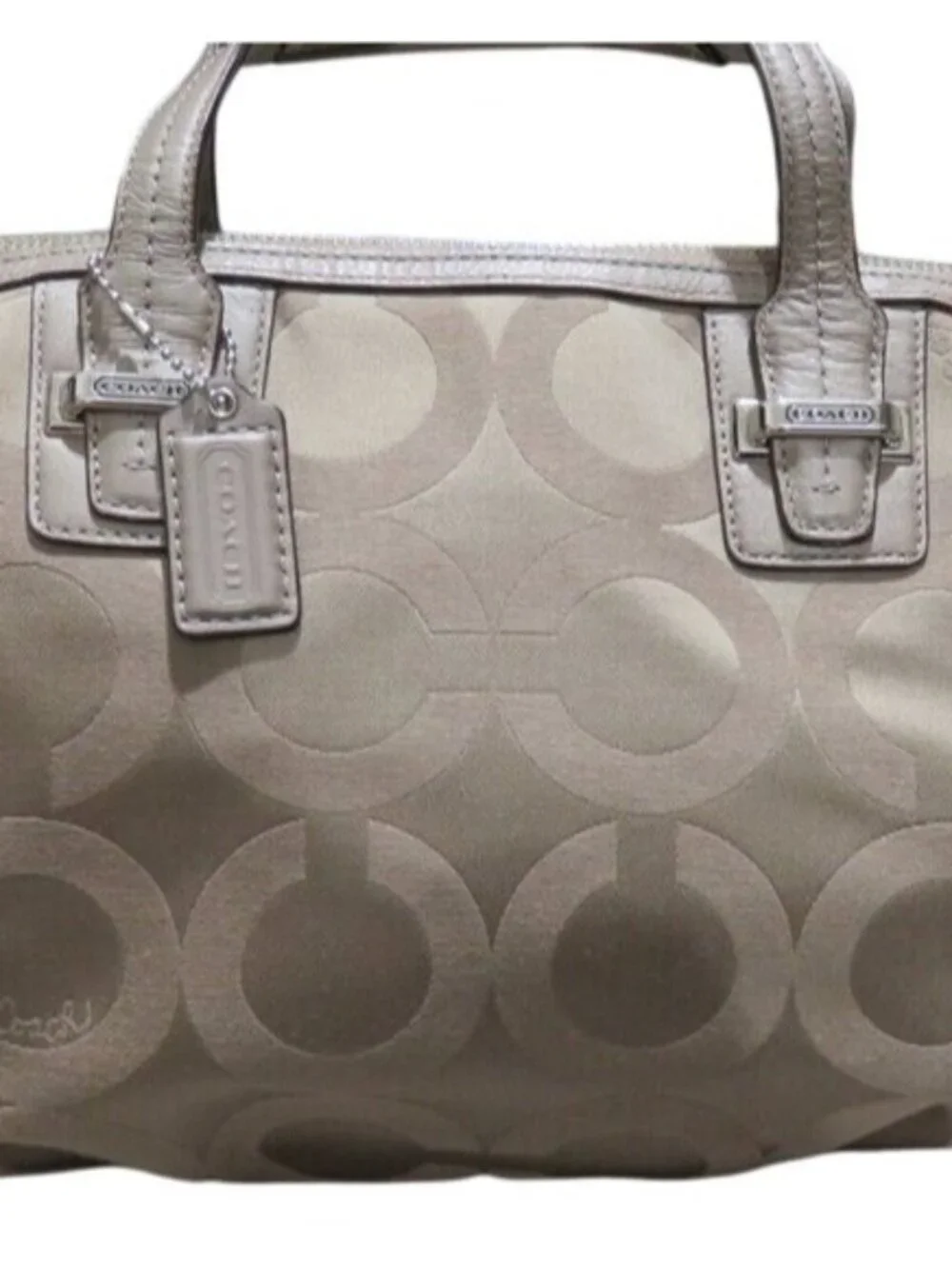 COACH 2013 Tan & Cream Signature Taylor OP Art Top Handle Satchel L1373-F25503